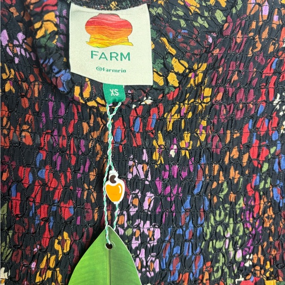 FARM Rio Black Multicolor Floral Smocked Long Sleeve Tiered Midi Dress NWT - Picture 4 of 9